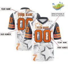 White Dark Gray Orange Star Pattern Football Jersey 2