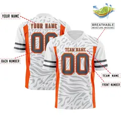 White Dark Gray-Orange Zebra Stripes Football Jersey 2