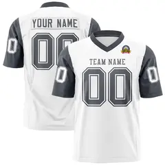 White Dark Gray Raglan Sleeves Authentic Football Jersey 1