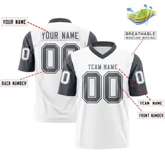 White Dark Gray Raglan Sleeves Authentic Football Jersey 2