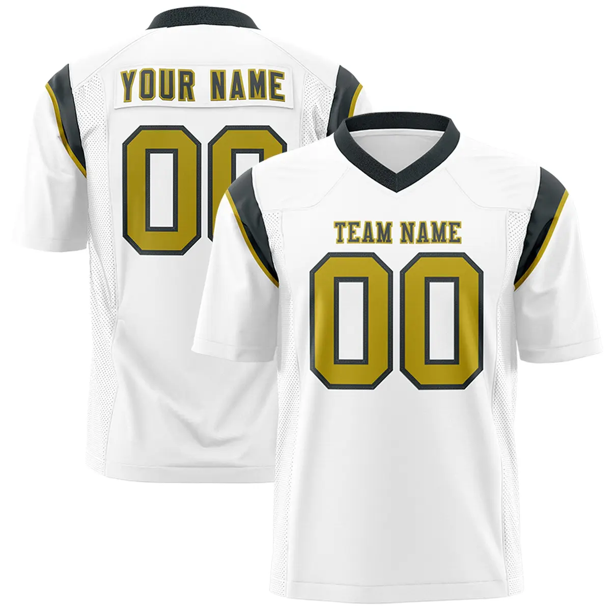 White Dark Gray Shoulder Cut Two-Tone Flag Football Jersey
