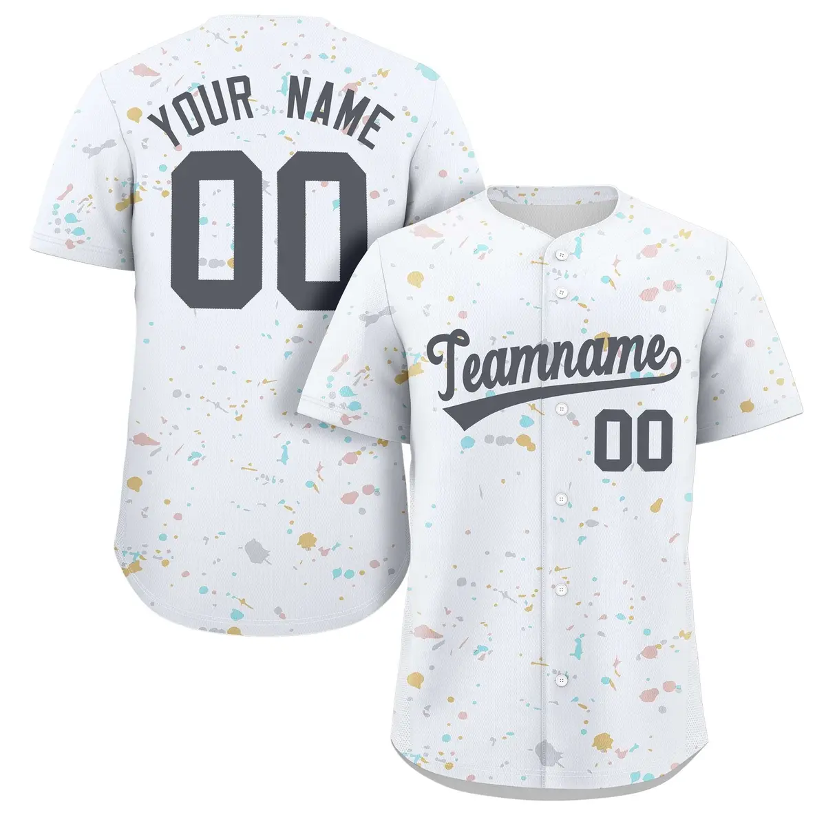 White Dark Gray Splash Graffiti Baseball Jersey