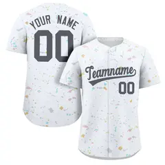 White Dark Gray Splash Graffiti Baseball Jersey
