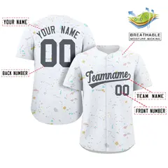 White Dark Gray Splash Graffiti Baseball Jersey 2