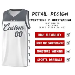 White Dark Gray Star Pattern Team Basketball Jersey 2