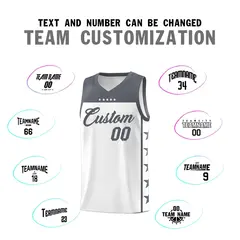 White Dark Gray Star Pattern Team Basketball Jersey 4