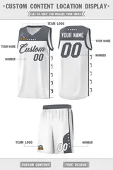 White Dark Gray Star Pattern Team Basketball Jersey 5