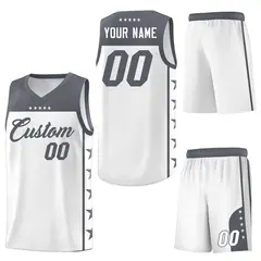 White Dark Gray Star Pattern Team Basketball Jersey 6