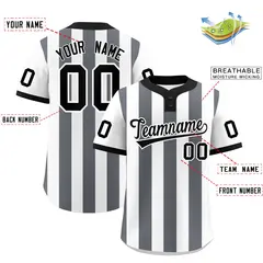 White Dark Gray Stripe Two-Button Softball Jersey 2