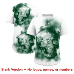 White Dark Green Gold Skeleton Graffiti Baseball Jersey 8