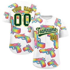 White Dark Green Graffiti Pattern Baseball Jersey 1