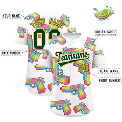 White Dark Green Graffiti Pattern Baseball Jersey 2