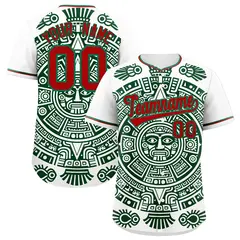 White Dark Green Red Graffiti Mexican Style Baseball Jersey 1