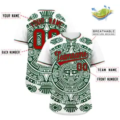 White Dark Green Red Graffiti Mexican Style Baseball Jersey 3