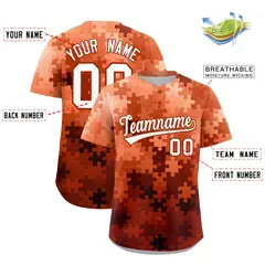 White Dark Orange Puzzle Elements Baseball Jersey 2