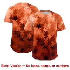 White Dark Orange Puzzle Elements Baseball Jersey 7