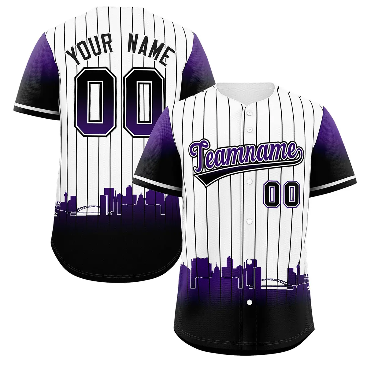 White Denver City Silhouette Baseball Jersey