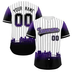 White Denver City Silhouette Baseball Jersey 1