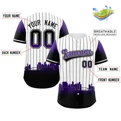 White Denver City Silhouette Baseball Jersey 2