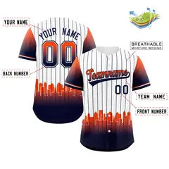 White Detroit City Silhouette Authentic Baseball Jersey 2