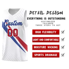 White Diagonal Pinstripe Color Block Basketball Jersey 2