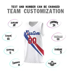 White Diagonal Pinstripe Color Block Basketball Jersey 4