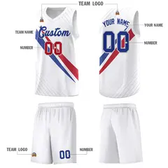 White Diagonal Pinstripe Color Block Basketball Jersey 5