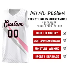 White Diagonal Pinstripe Color Block Basketball Jersey 2