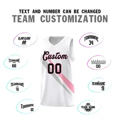 White Diagonal Pinstripe Color Block Basketball Jersey 4