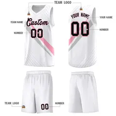 White Diagonal Pinstripe Color Block Basketball Jersey 5