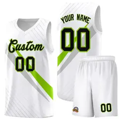 White Diagonal Pinstripe Color Block Basketball Jersey