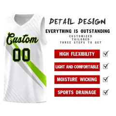 White Diagonal Pinstripe Color Block Basketball Jersey 2