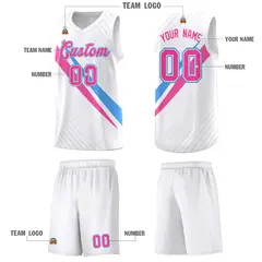 White Diagonal Pinstripe Color Block Basketball Jersey 5
