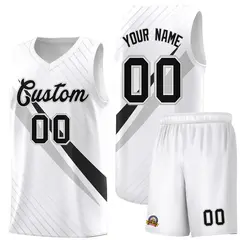 White Diagonal Pinstripe Color Block Basketball Jersey