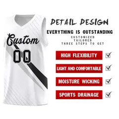 White Diagonal Pinstripe Color Block Basketball Jersey 2