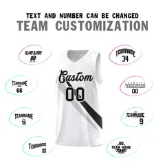 White Diagonal Pinstripe Color Block Basketball Jersey 4