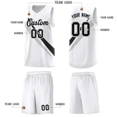 White Diagonal Pinstripe Color Block Basketball Jersey 5