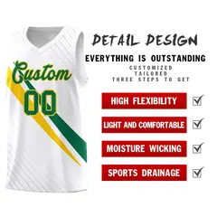 White Diagonal Pinstripe Color Block Basketball Jersey 2