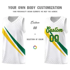 White Diagonal Pinstripe Color Block Basketball Jersey 3