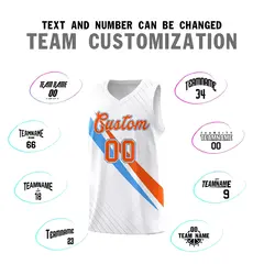 White Diagonal Pinstripe Color Block Basketball Jersey 4