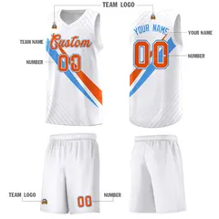 White Diagonal Pinstripe Color Block Basketball Jersey 5