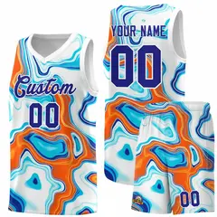 White Fluid Painting Pattern Basketball Jersey 1