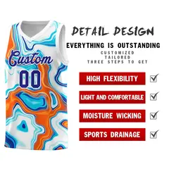 White Fluid Painting Pattern Basketball Jersey 2