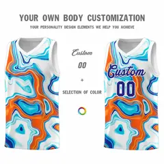 White Fluid Painting Pattern Basketball Jersey 3