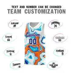 White Fluid Painting Pattern Basketball Jersey 4