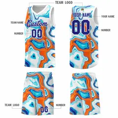 White Fluid Painting Pattern Basketball Jersey 5
