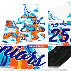 White Fluid Painting Pattern Basketball Jersey 6