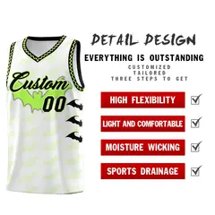 White Fluorescent Green Black Bat Pattern Halloween Basketball Jersey 2