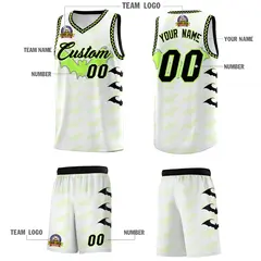 White Fluorescent Green Black Bat Pattern Halloween Basketball Jersey 5