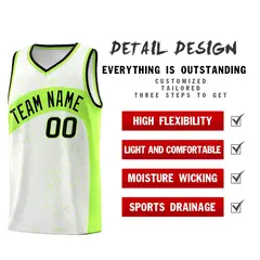 White Fluorescent Green Dot Graffiti Irregular Pattern Basketball Jersey 2